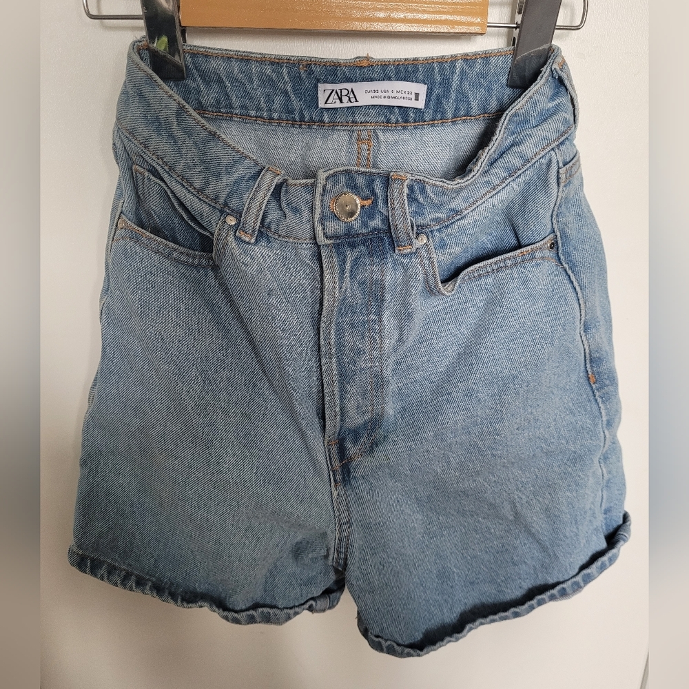 Zara Denim Shorts US 0 100% Cotton - Picture 5 of 5